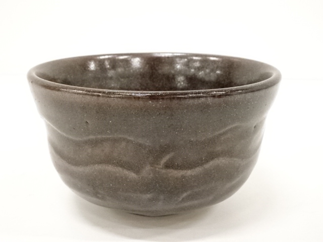 ANTIQUE JAPANESE TEA CEREMONY / CHAWAN(TEA BOWL) / IRON GLAZE / ARTISAN WORK